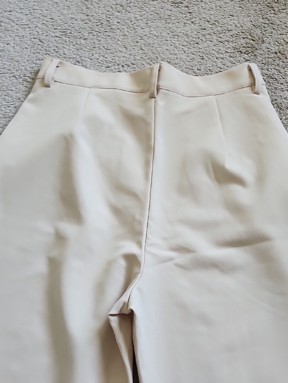 High-Rise Cream Straight-Leg Trousers - Picture 7 of 8